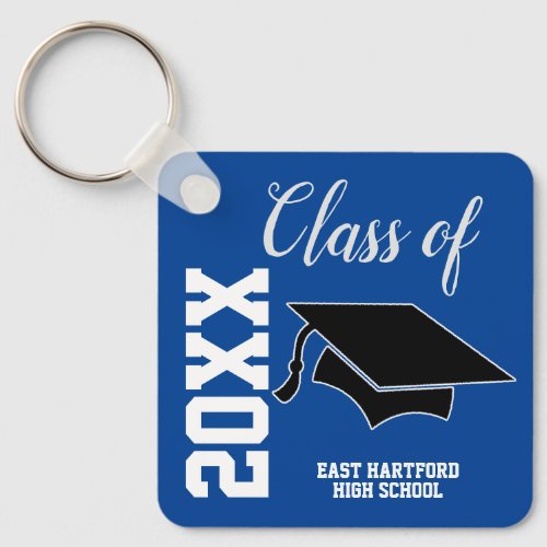 Blue School Senior Graduation Ideas Keychain