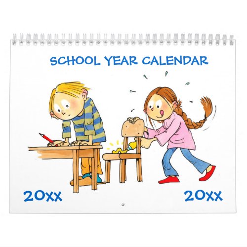 Blue School Year Calendar For Kids