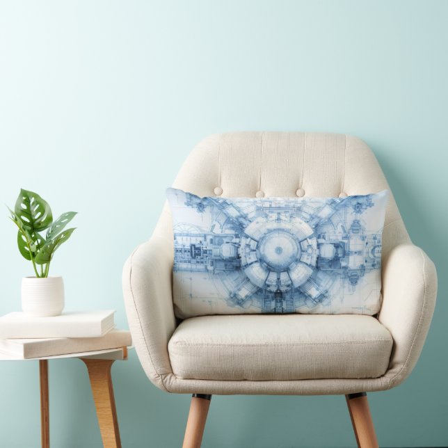 Blue Sci-Fi Space Base Lumbar Pillow (Chair)