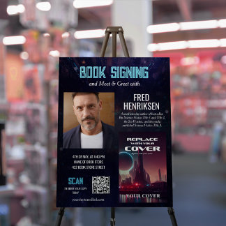 Blue Science Fiction Book Signing Meet & Greet Foam Board