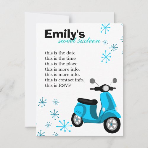 Blue Scooter Invitation