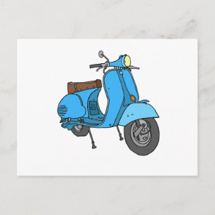 Blue scooter (Vespa) Postcard