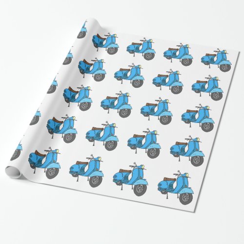 blue scooter wrapping paper