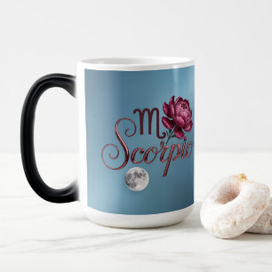 Blue Scorpio Glyph Moon Peony Morphing Mug