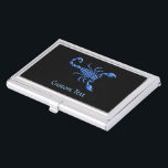 Blue Scorpion Business Card Case<br><div class="desc">Blue scorpion drawing with 3D shading. Custom background color. Custom text.</div>