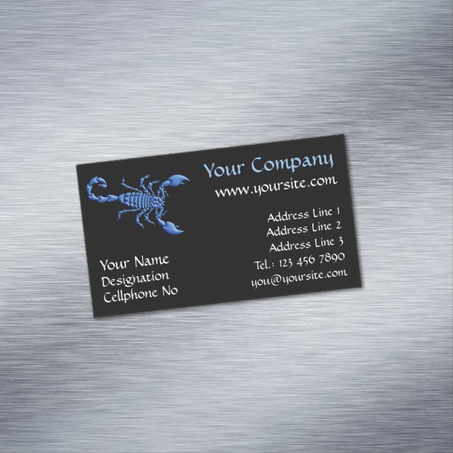 Blue Scorpion Business Card Magnet (In Situ)