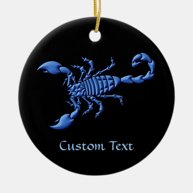 Blue Scorpion Ceramic Ornament (Front)