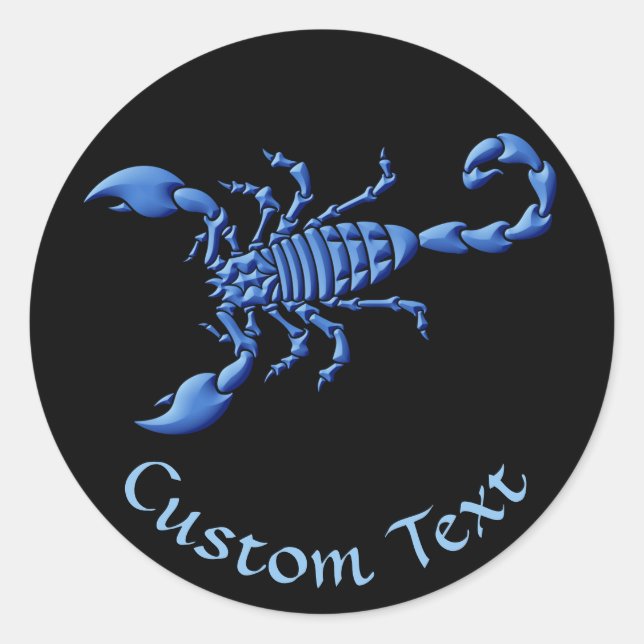 Blue Scorpion Classic Round Sticker (Front)