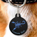Blue Scorpion Pet ID Tag<br><div class="desc">Blue scorpion drawing with 3D shading. Custom background color. Custom text on both sides.</div>