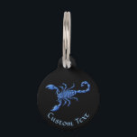Blue Scorpion Pet ID Tag<br><div class="desc">Blue scorpion drawing with 3D shading. Custom background color. Custom text on both sides.</div>
