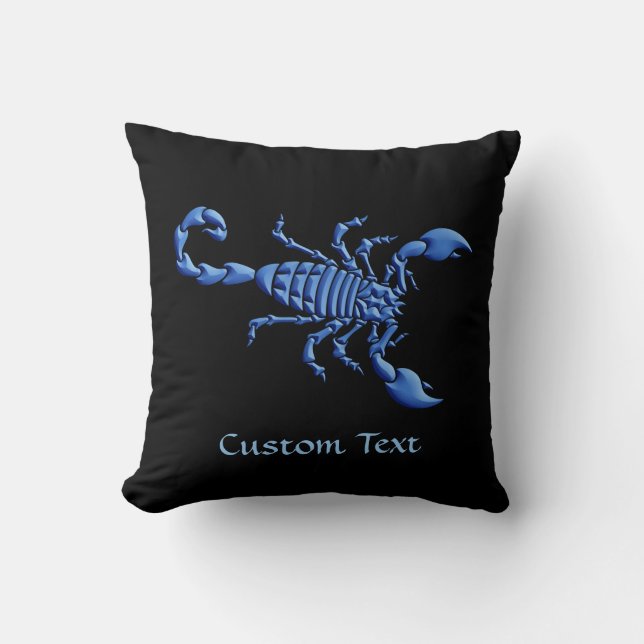 Blue Scorpion Throw Pillow (Front)