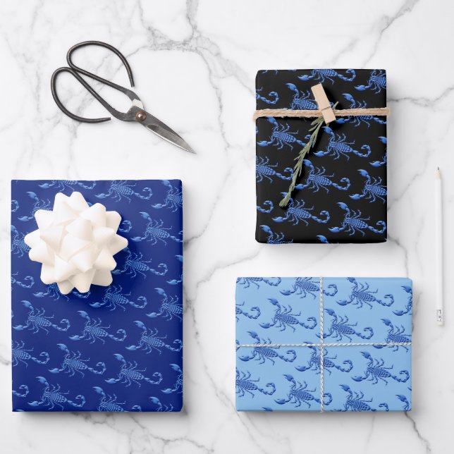 Blue Scorpion Wrapping Paper Sheets (Front)