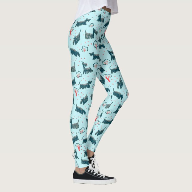 Blue Scottish Terrier Scottie Puppy Dog Scotch Pet Leggings (Right)