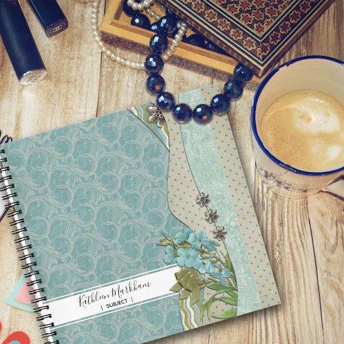 Blue Scrapbook Style Layered Patterns Elements Notebook