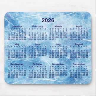 Blue Scratched Ice 2026 Calendar Mouse Pad