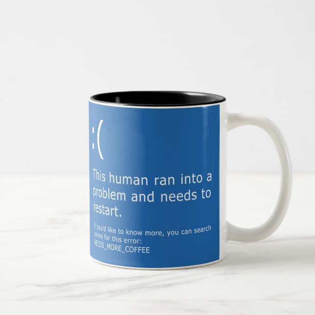 Blue Screen of Death - Coffee Error Two-Tone Coffee Mug (Right)