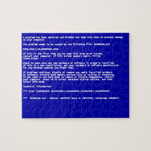 Blue Screen of Death Jigsaw Puzzle