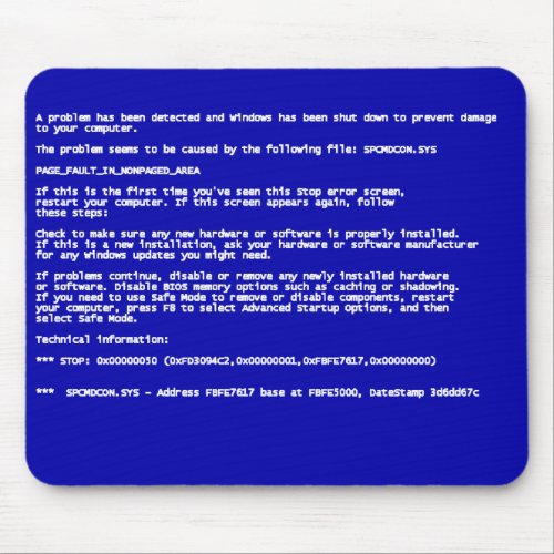 Blue Screen of Death Mouse Pad