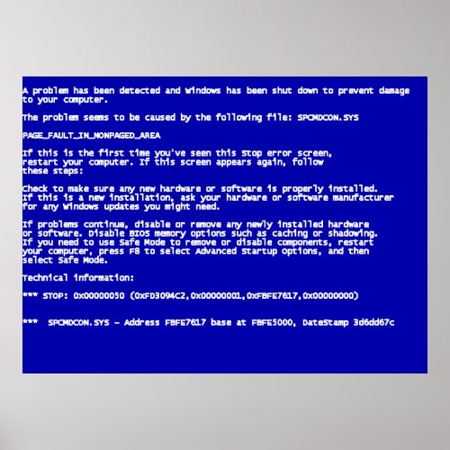 Blue Screen of Death Poster