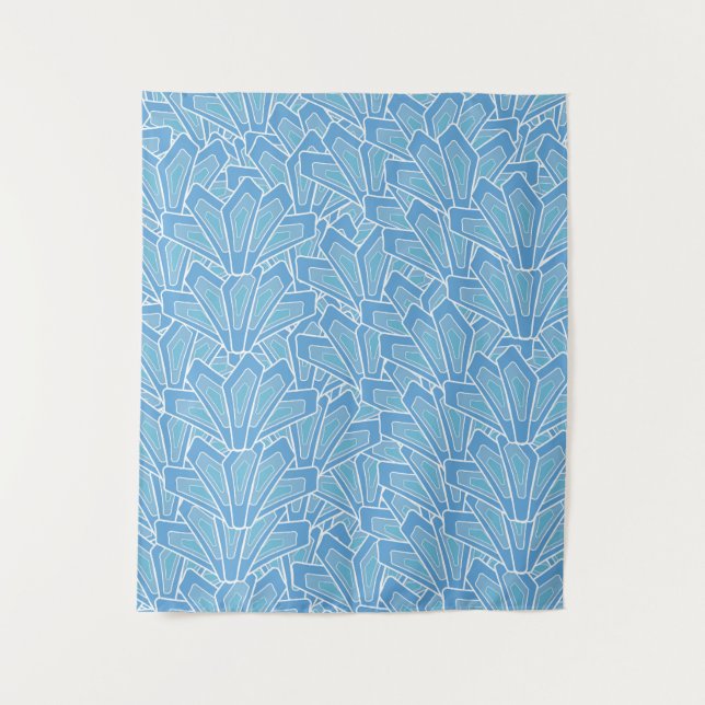 Blue Scribble Pattern Tapestry (Front)