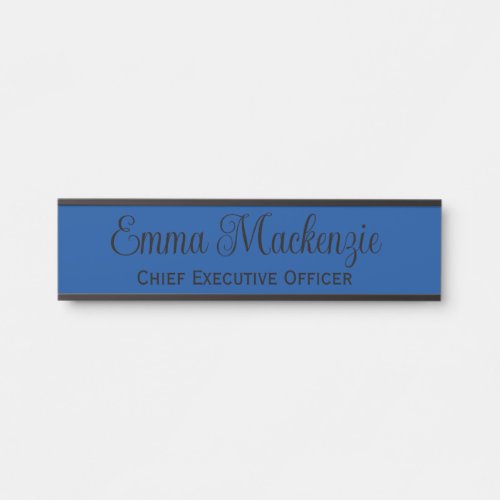 Blue Script Door Sign for Office