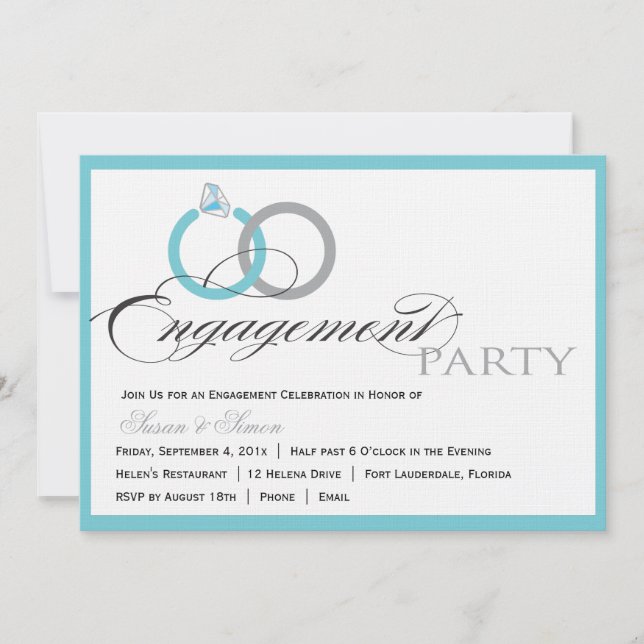 Blue Script Engagement Party Invitation (Front)