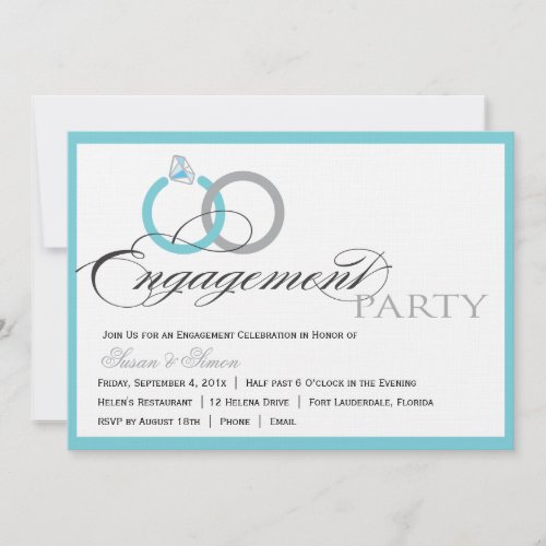 Blue Script Engagement Party Invitation