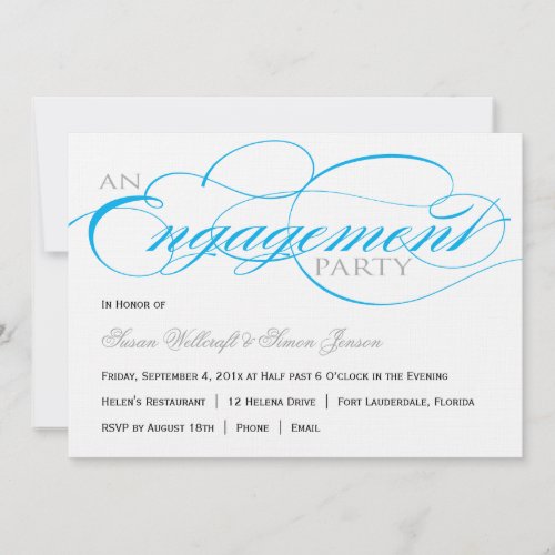Blue Script Engagement Party Invitation