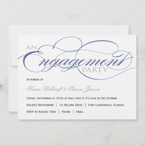 Blue Script Engagement Party Invitation