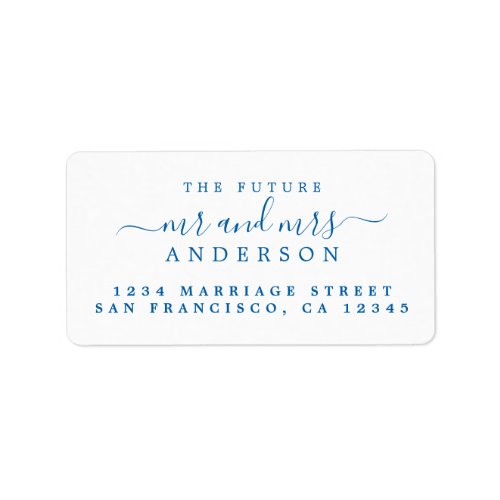 Blue Script Future Mr Mrs Return Address Label