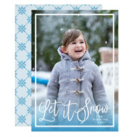 Blue Script Let it Snow Holiday Photo Card