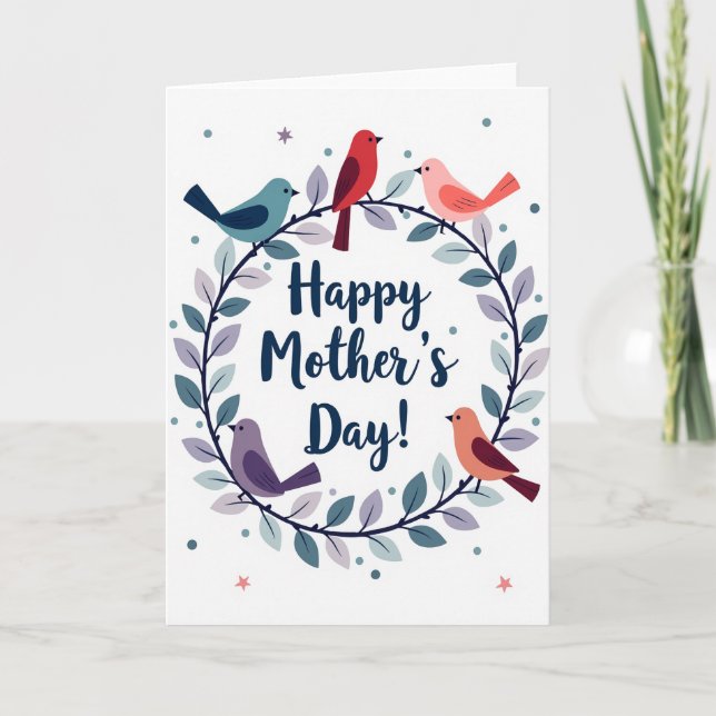 Blue Script Mothers Day Card (Front)