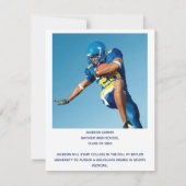 Blue Script Overlay Graduate Photo Football Player Announcement (Back)