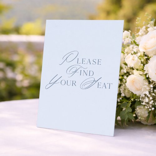 Blue Script Please Find Your Seat Wedding Sign Invitation