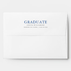 Blue Script Return Address Mailing Graduation Envelope
