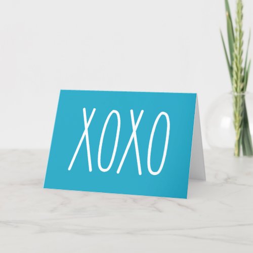 Blue Script XoXo Friendship Galentines Valentine Holiday Card