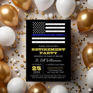 Blue Scripture Flag Retirement Party Invitation