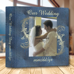 Blue Scroll Wedding Photo Album 3 Ring Binder