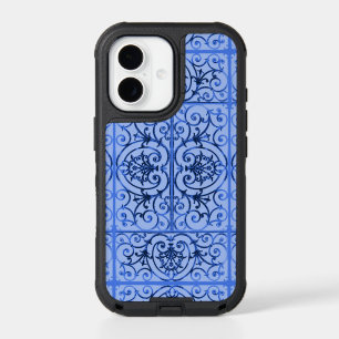 Blue scrollwork pattern iPhone 17 case