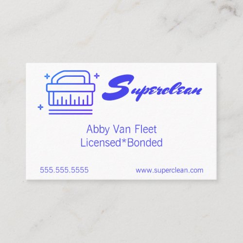 Blue Scrub Brush with Sparkles Cleaning Service Business Card