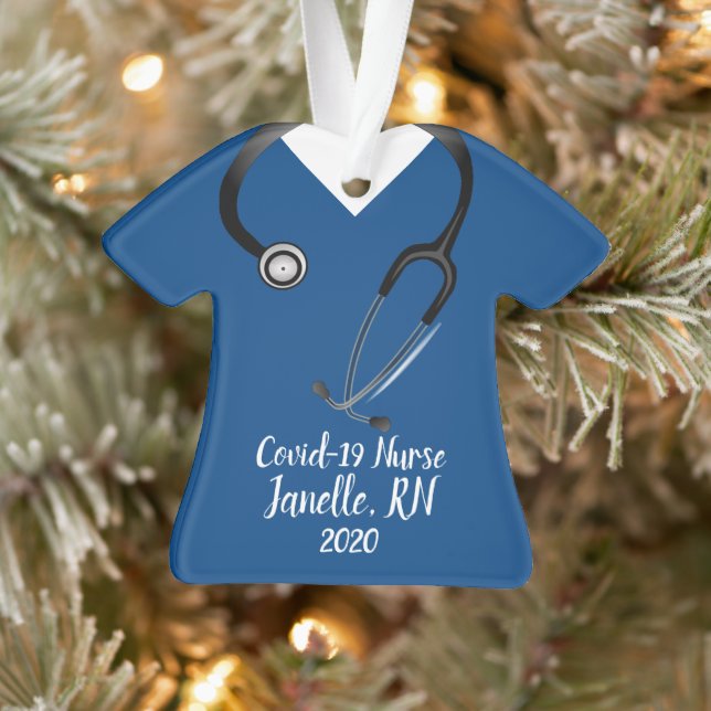 Blue Scrub Top Nurse 2020 Ornament (Tree)