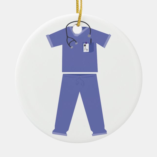Blue Scrubs Ceramic Ornament (Front)