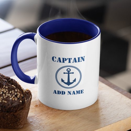 Blue Sea Anchor Captain Add Name or Boat Name sa0b Mug