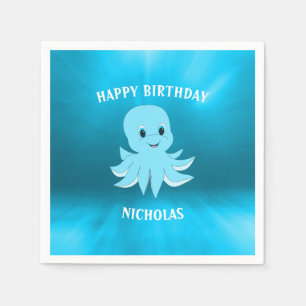 Blue Sea And Octopus Napkins