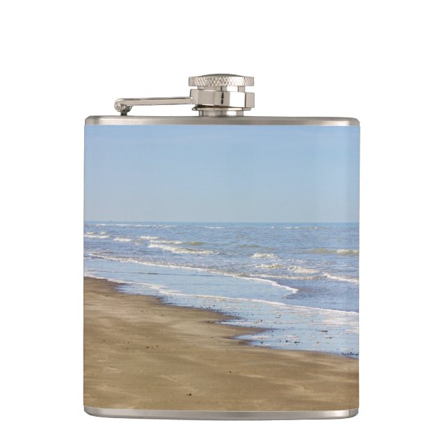 Blue Sea and Shore Photograph Flask (Front)