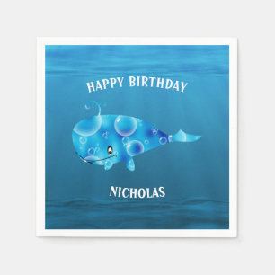 Blue Sea And Whale Napkins