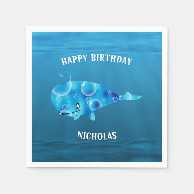 Blue Sea And Whale Napkins (Front)