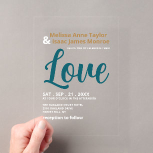 Blue Sea Beach Colour Wedding Acrylic Invitations