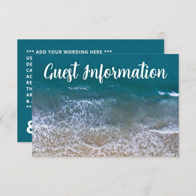 Blue Sea Beach Wedding Detail Enclosure Card (Front/Back)