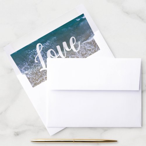 Blue Sea Beach Wedding Envelope Liner